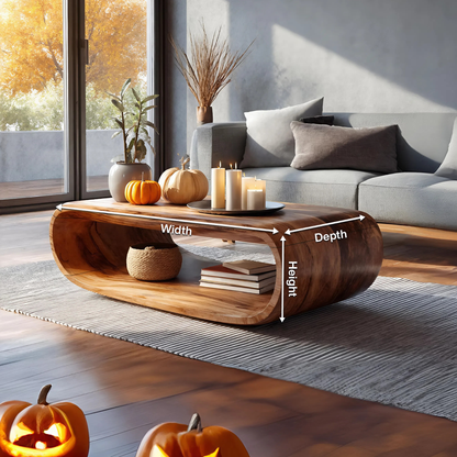 Mid Century Wooden Live Edge Coffee Table For Living Room Halloween Decor