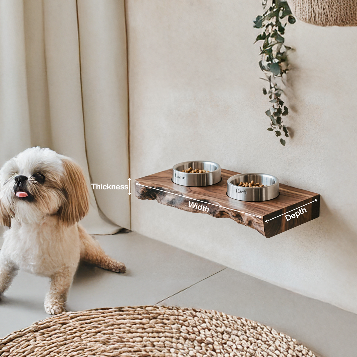 Rustic Dog Bowl Stand Handmade For Kitchen Area