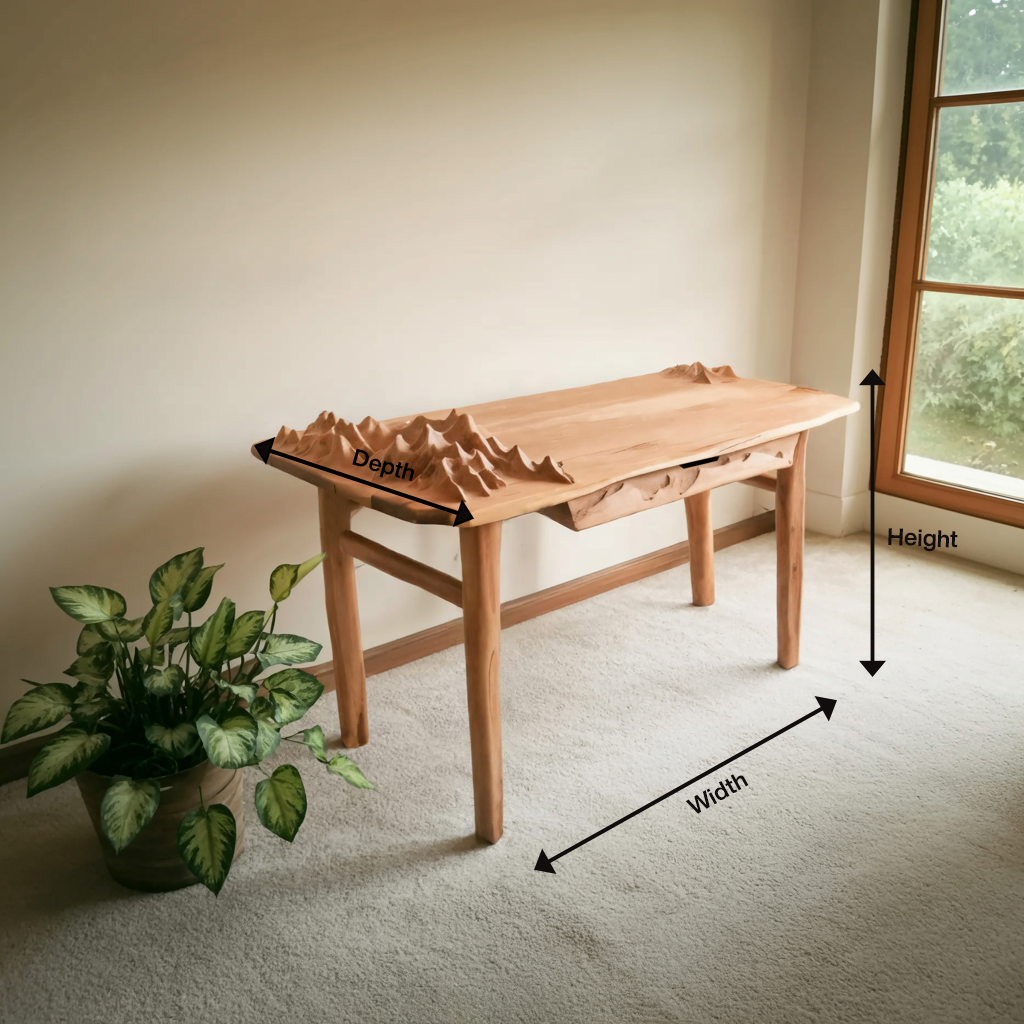 Mountain Carving Desk With 3D Detail For Studio Office And Reading Corner