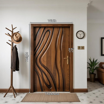 Modern Carved Wooden Door For Interior Entryway