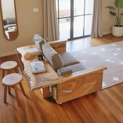 Contemporary Sofa With Built In Side Table For Living Room