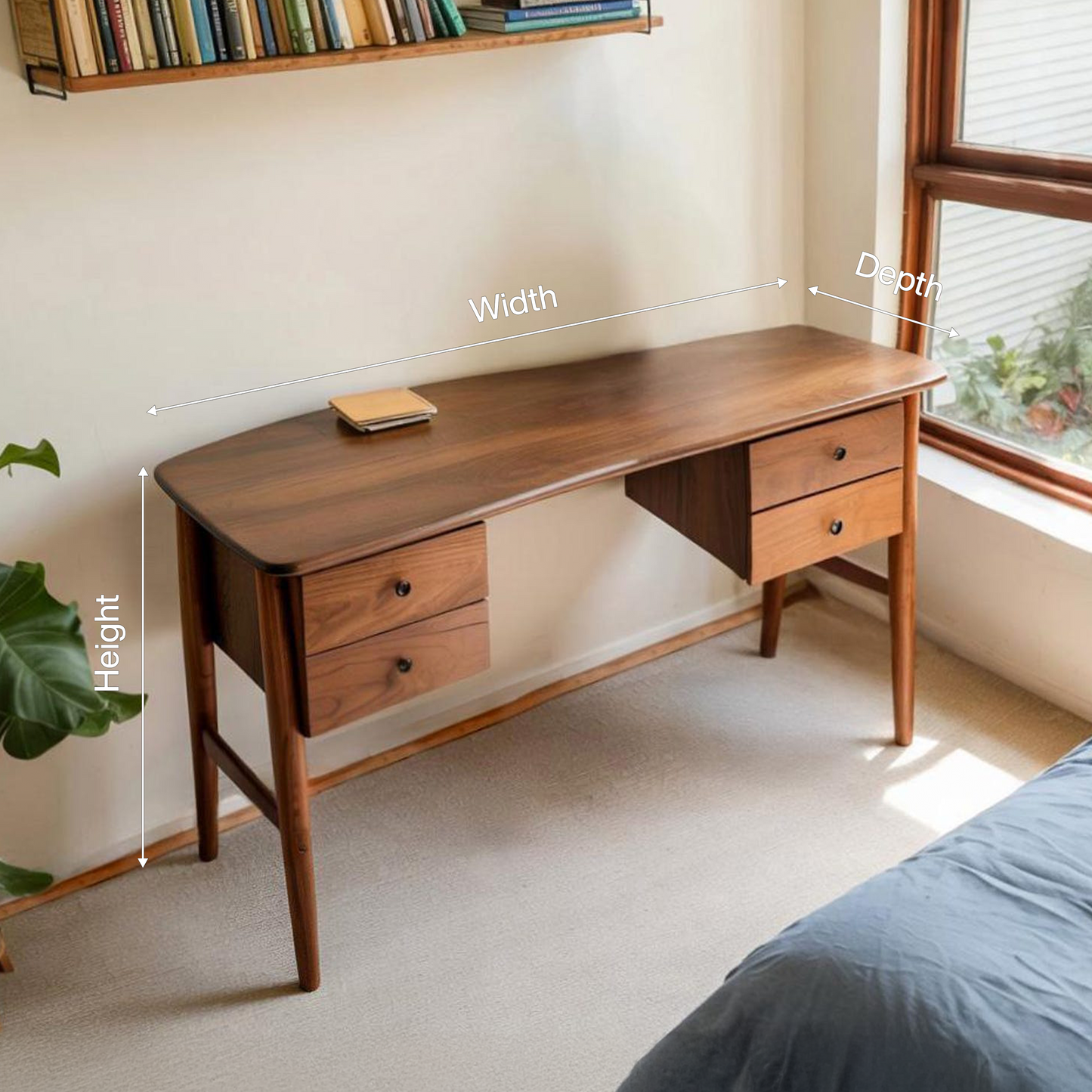 Mid Century Writing Desk For Bedroom Workspace Or Study Nook