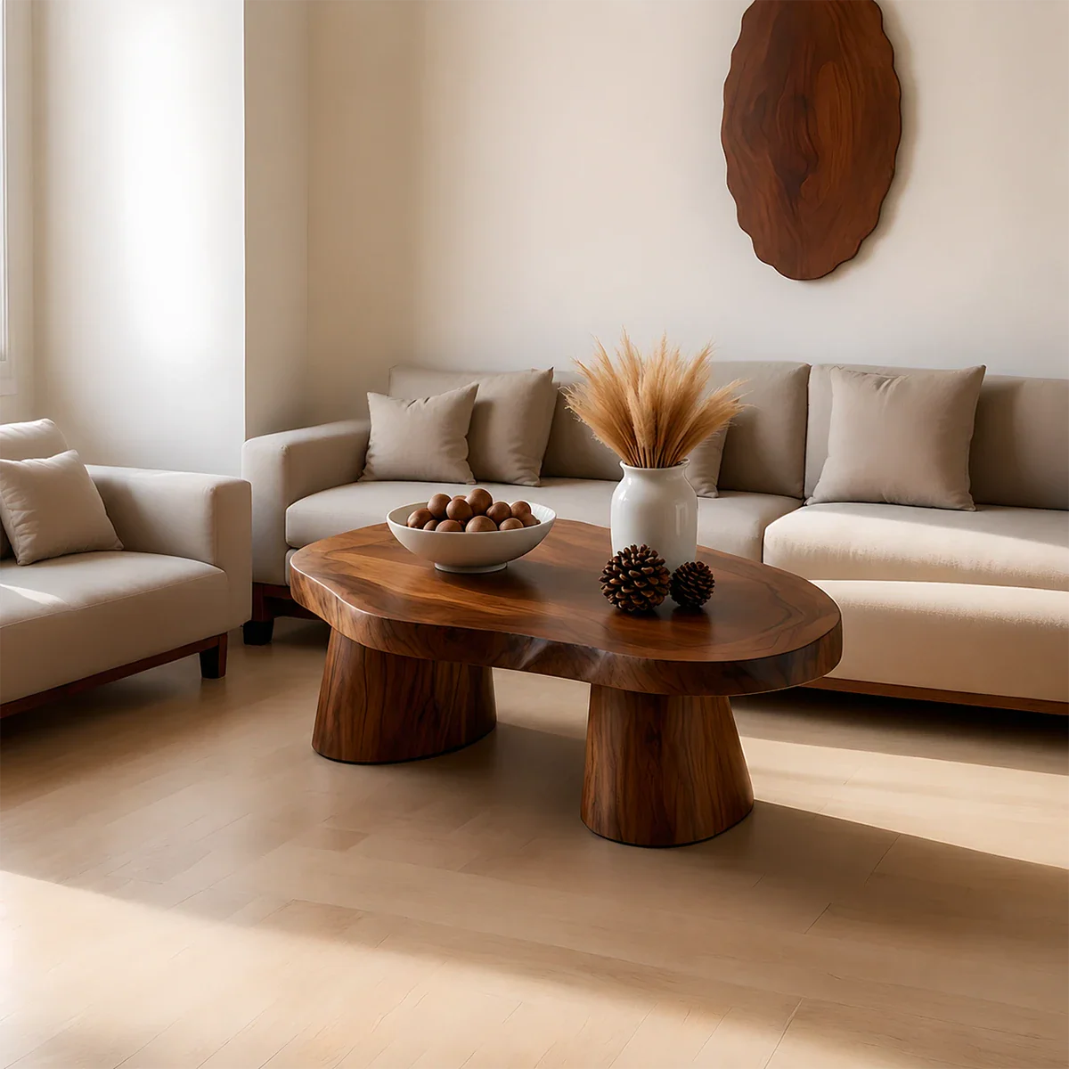 Soft Modern Coffee Table Sculpted Solid Wood Organic Design