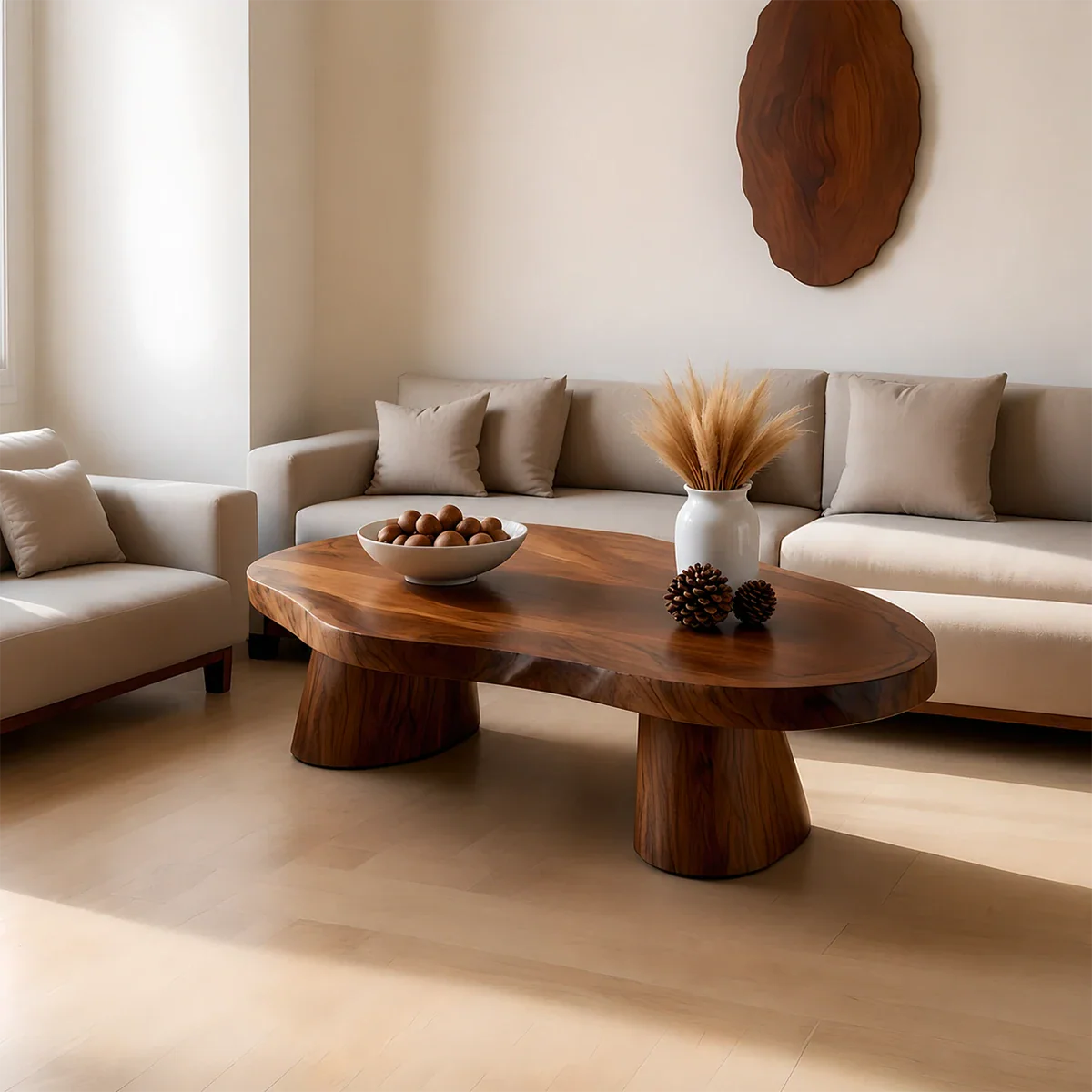 Soft Modern Coffee Table Sculpted Solid Wood Organic Design