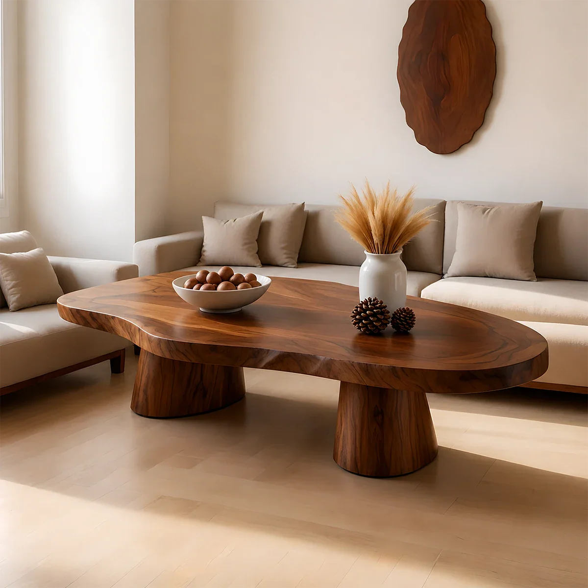 Soft Modern Coffee Table Sculpted Solid Wood Organic Design