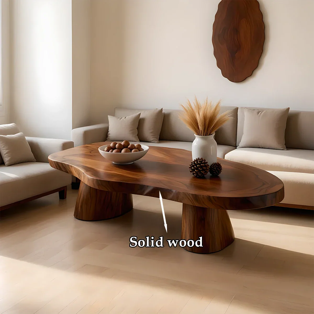 Designer brown coffee table with low base form