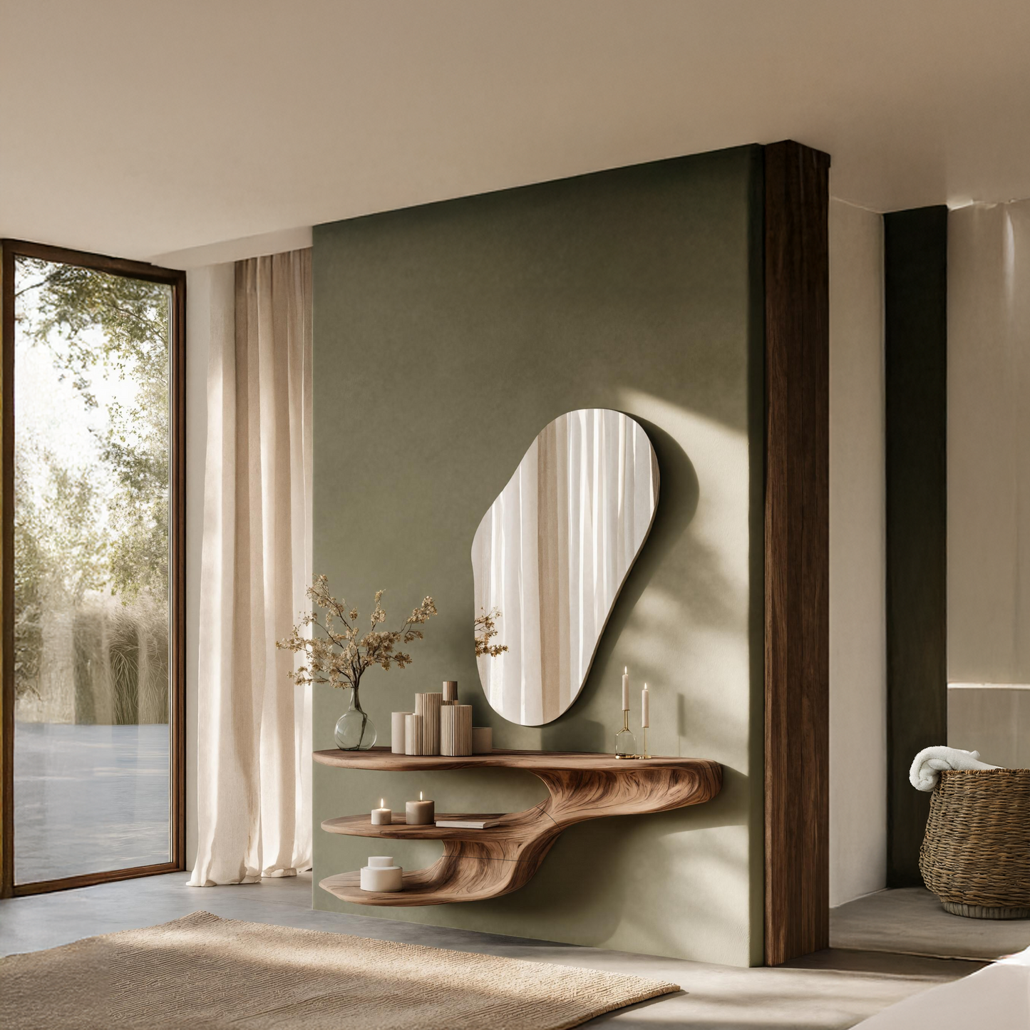 Rustic Solid Wood Vanity For Bedroom Makeup Organization