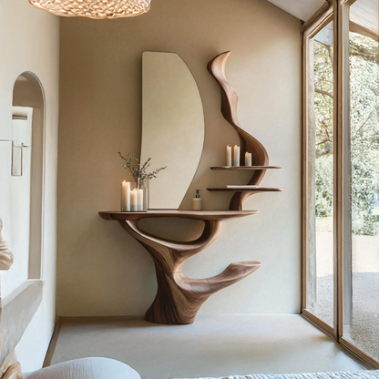 Mid Century Live Edge Cosmetic Table For Bathroom Style