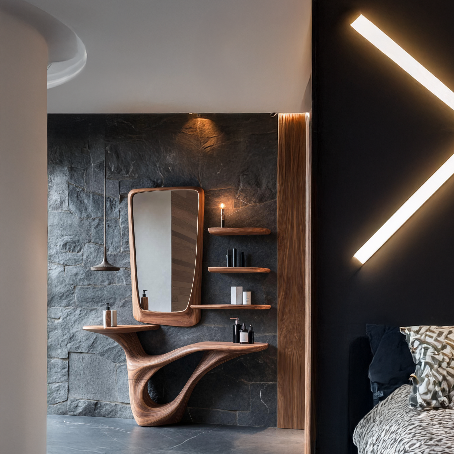 Mid Century Solid Wood Vanity For Furniture Decor Space