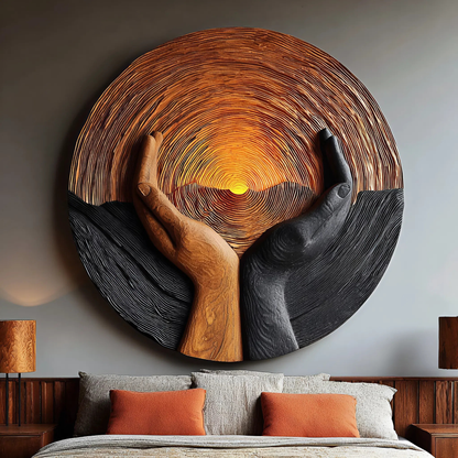 Handcrafted Wooden Wall Art Sculpture For Living Room Furniture