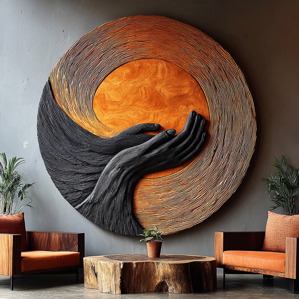 Modern Wooden Wall Art Sculpture For Stylish Entryway Design Decor