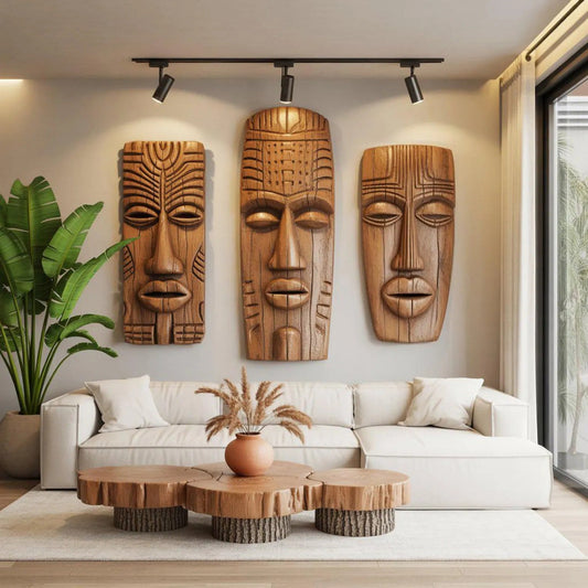 Tribal Wall Sculpture Set For Living Room Decor