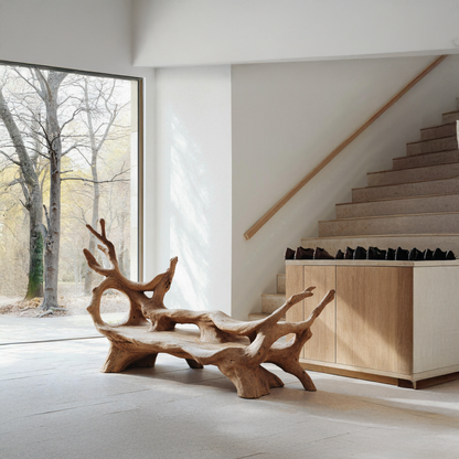 Mid Century Branch Bench For Retro Patio Ambiances