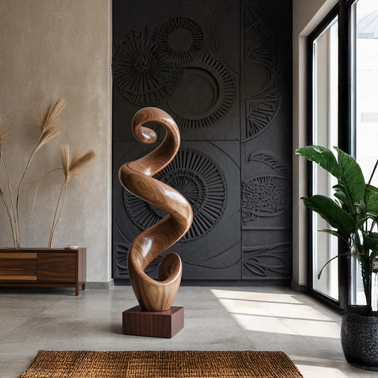 Rustic Large Twisted Spiral Floor Art For Office Decor