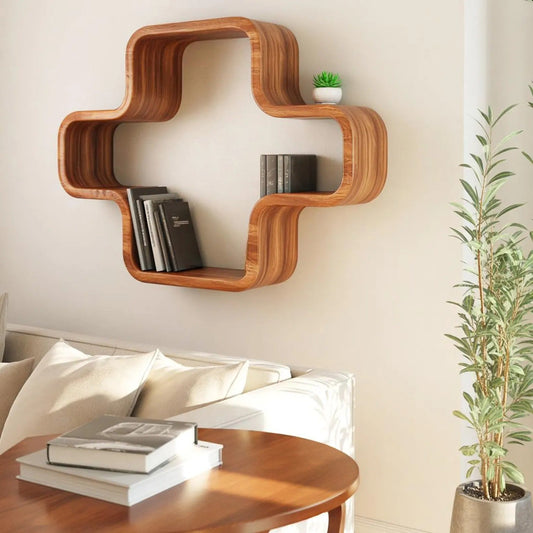 Modern Geometric Wall Mounted Bookshelf For Living Room And Office