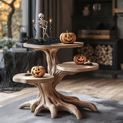 Mid Century Wooden End Table For Living Room Spooky Halloween Decor