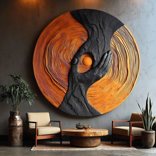 Modern Solid Wood 3D Sculpture Wall Art For Entryway Decoration