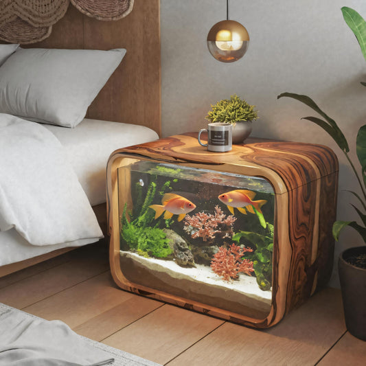 Modern Aquarium Nightstand With Storage For Bedroom And Living Room Display