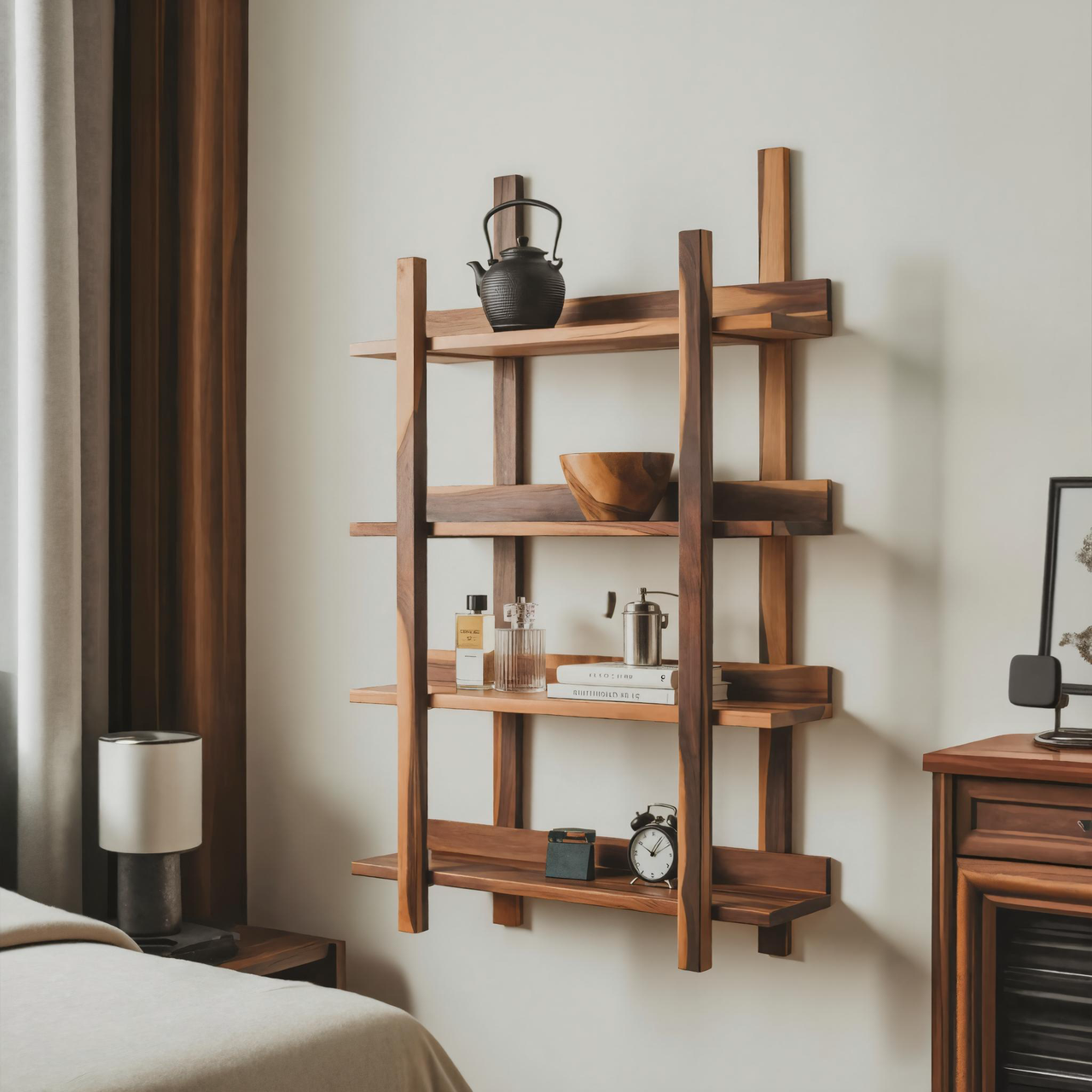 Modern Wall Mounted Shelf Minimalist Floating Book Rack For Bedroom And Living Room