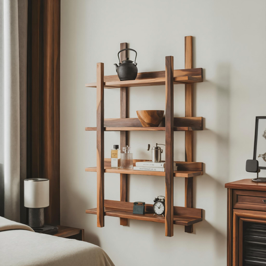 Modern Wall Mounted Shelf Minimalist Floating Book Rack For Bedroom And Living Room