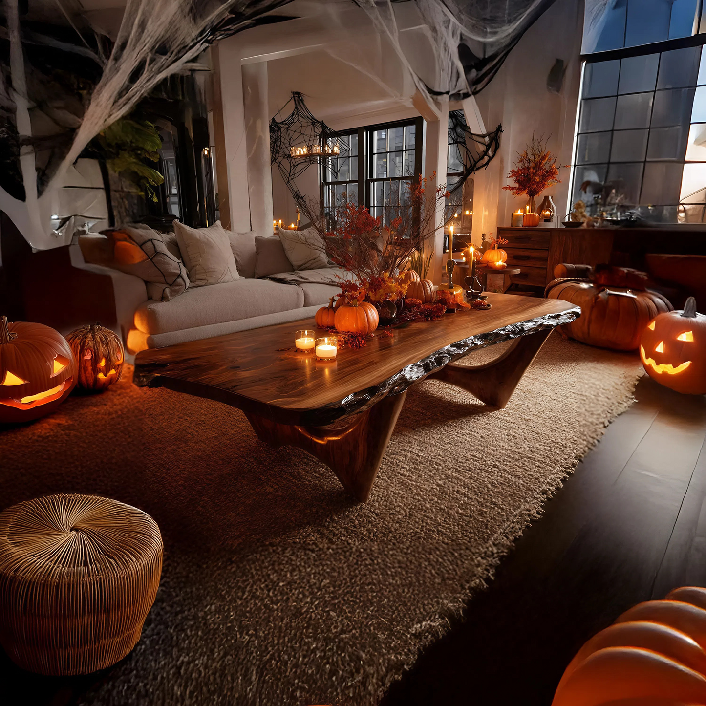 Mid Century Wooden Live Edge Coffee Table Furniture Decor Ghostly Charm