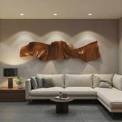 Organic Modern Wall Sculpture Abstract Carved Art Panel For Living Room And Reception