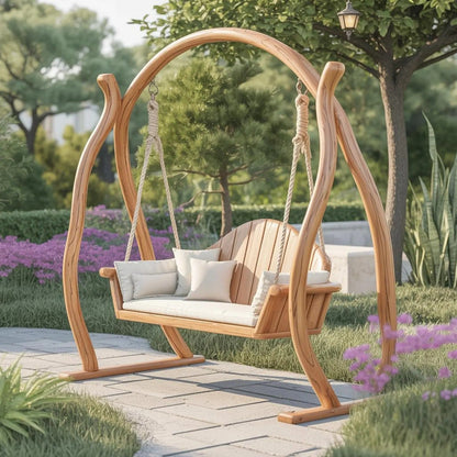 Curved Frame Garden Swing Bench For Outdoor Relaxation