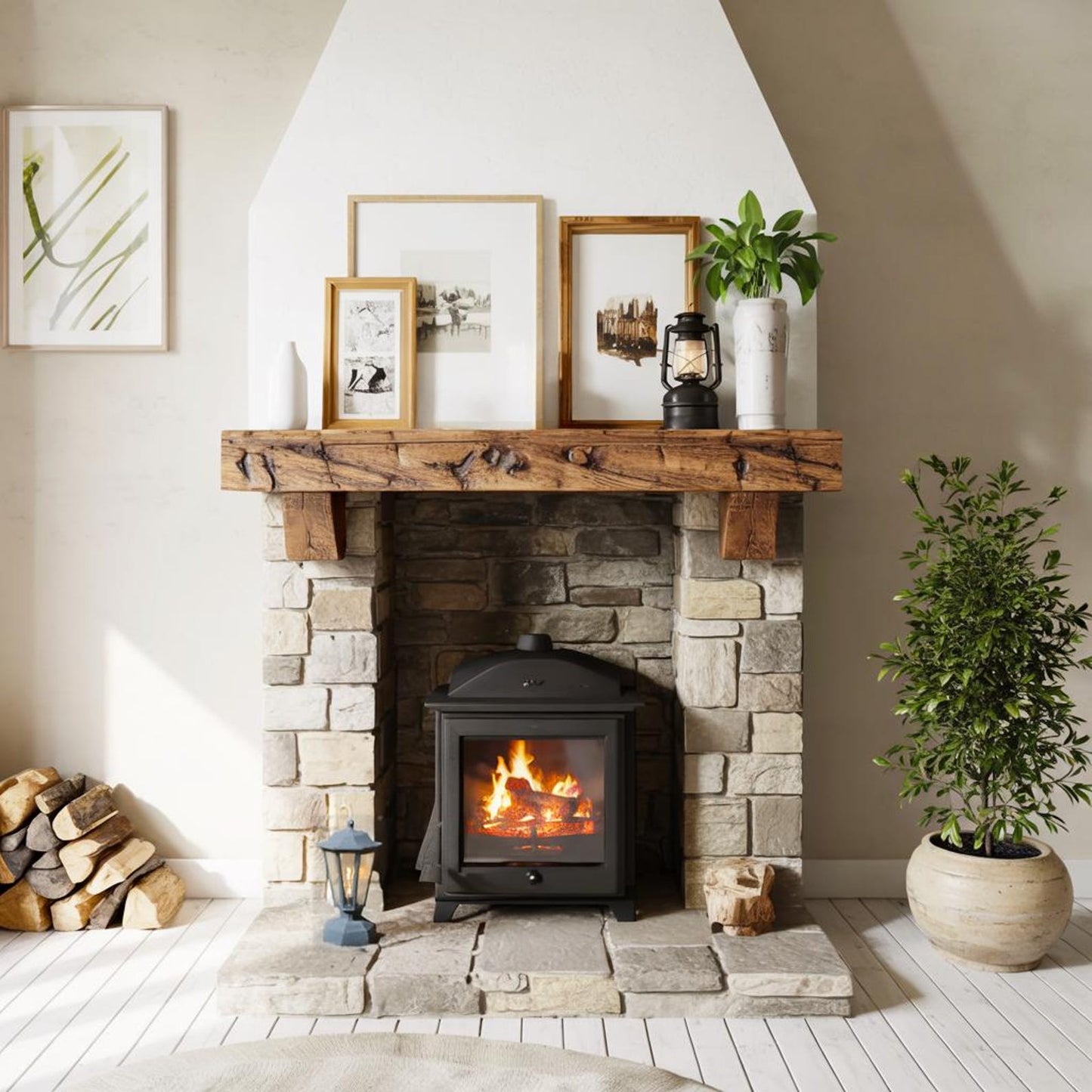 Rustic Fireplace Mantel Beam For Cozy Living Room Decor
