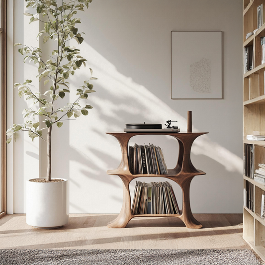 Rustic Record Stand Vintage Living Room Vibe