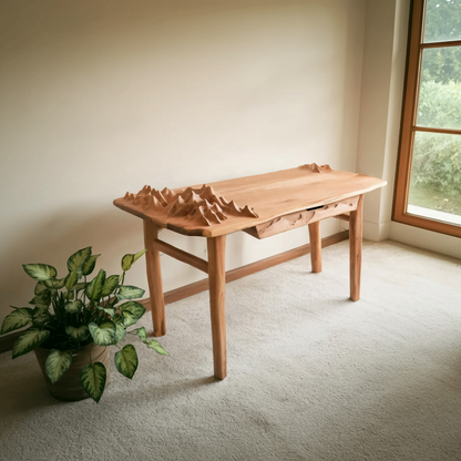 Mountain Carving Desk With 3D Detail For Studio Office And Reading Corner