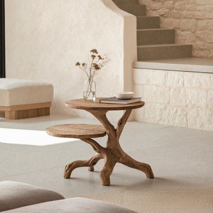 Rustic Round End Table Cozy Living Room Style