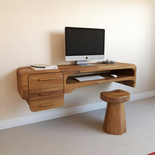 Minimalist Wall Mounted Desk With Drawers Floating Workstation For Bedroom And Office