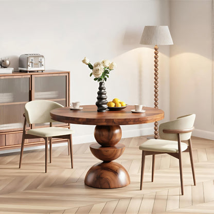 Modern Round Dining Table With Geometric Base For Kitchen And Dining Room