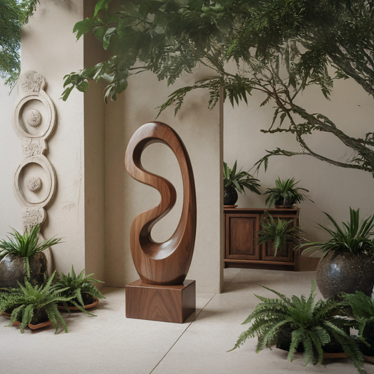 Rustic Solid Wood Abstract Statue For Interior Design