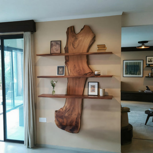 Rustic Live Edge Wall Shelf For Modern Living Room And Entryway