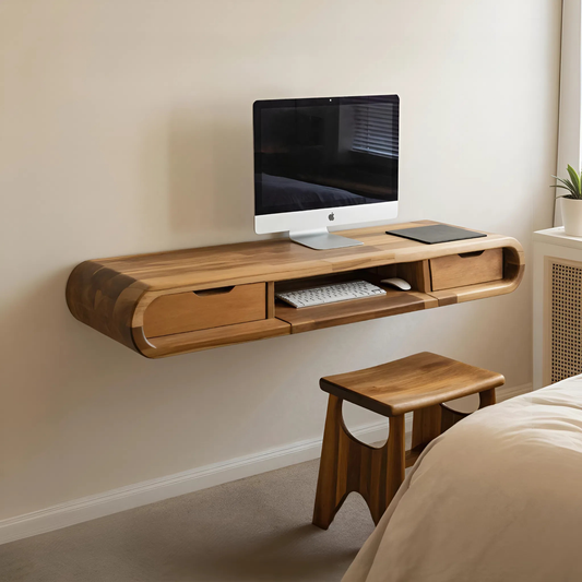 Modern Floating Wall Mounted Desk With Drawers For Bedroom And Office
