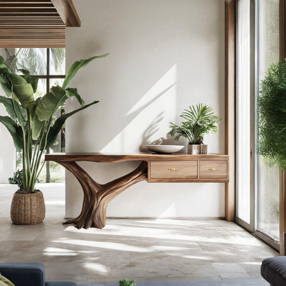 Farmhouse Wooden Console Table For Rustic Bedroom