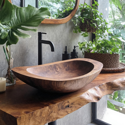 Solid Wood Sink For Bathroom Vanity Rustic Farmhouse Style