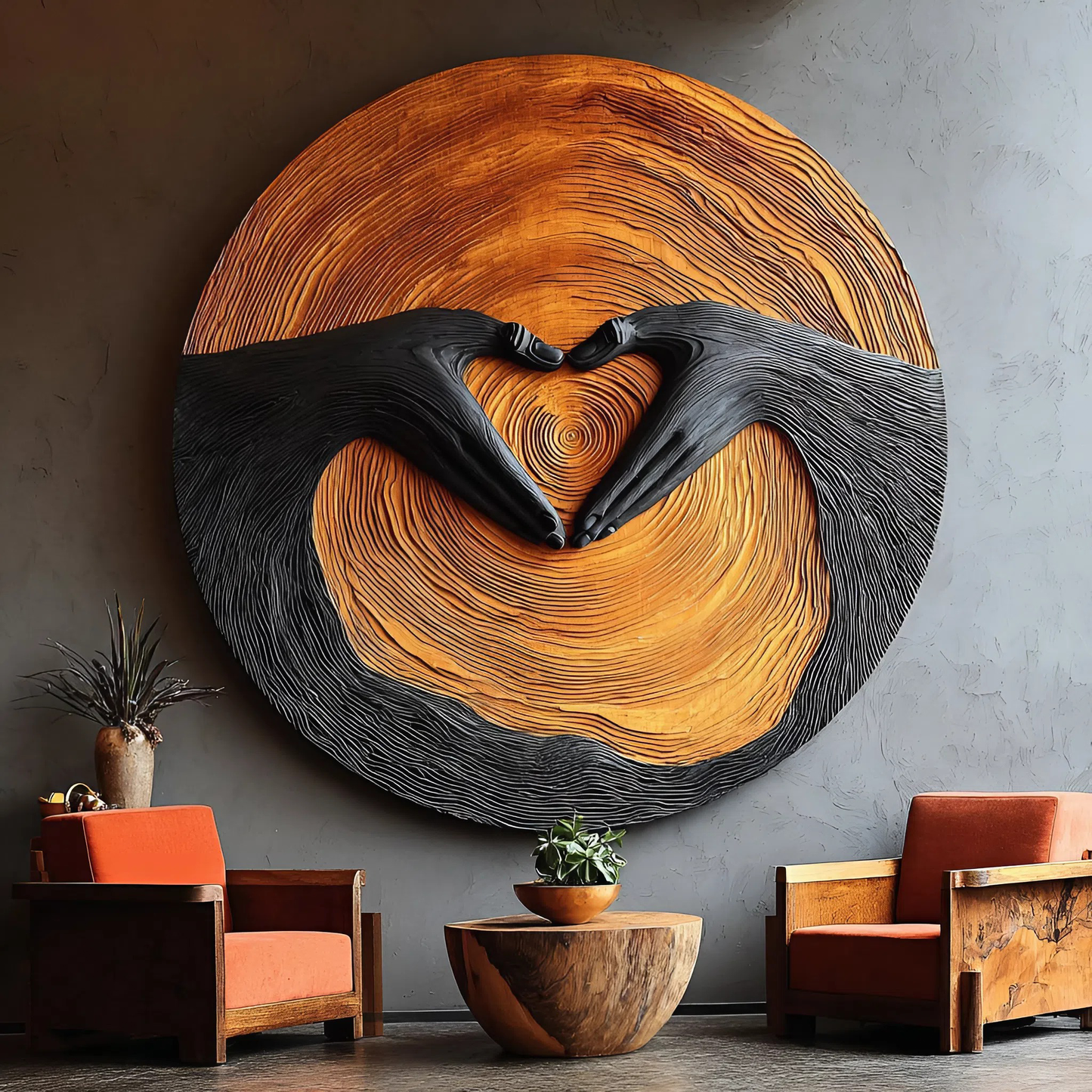 Mid Century Solid Wood 3D Sculpture For Living Room Decoration