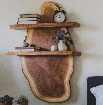 Live Edge Wall Shelf For Bedroom And Workspace Decor