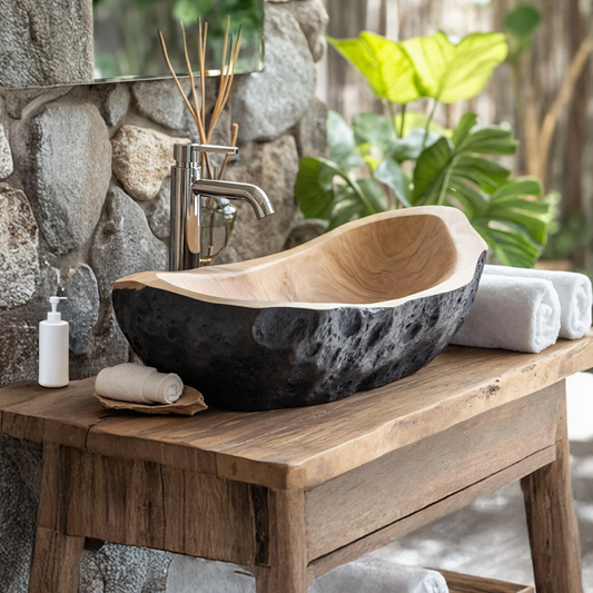 Rustic Solid Wood Sink For Elegant Bathroom