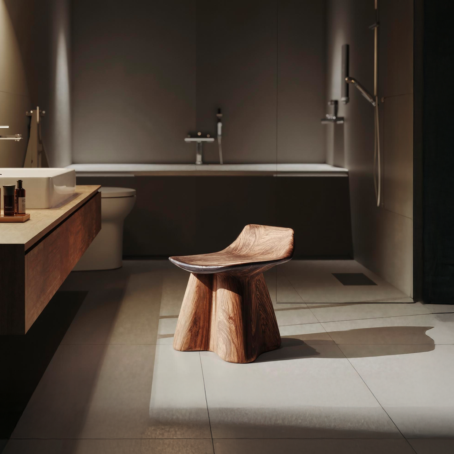 Farmhouse Shower Stool For Rustic Bathroom Interiors