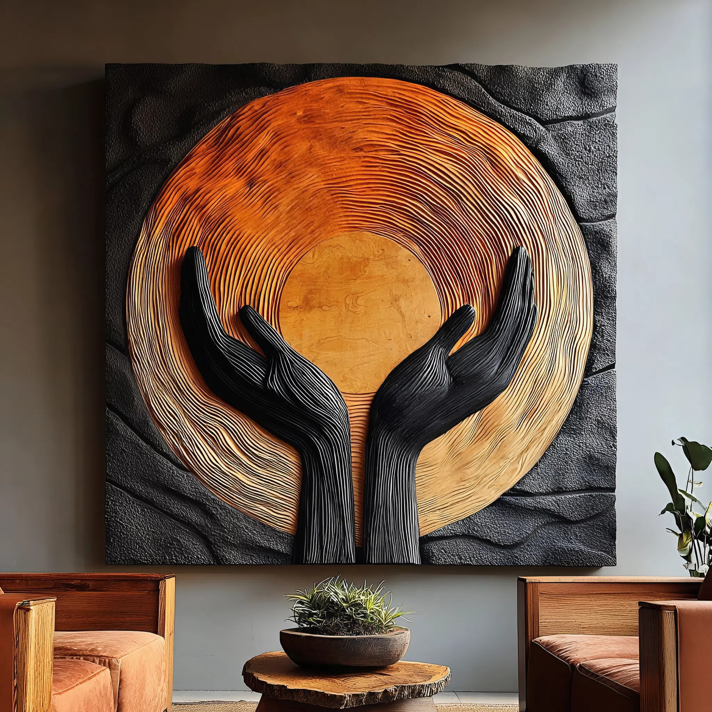 Modern Wooden Wall Art Sculpture For Stylish Entryway Design