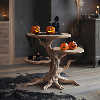 Handcrafted Solid Wood End Table For Living Room Spooky Fall Accent