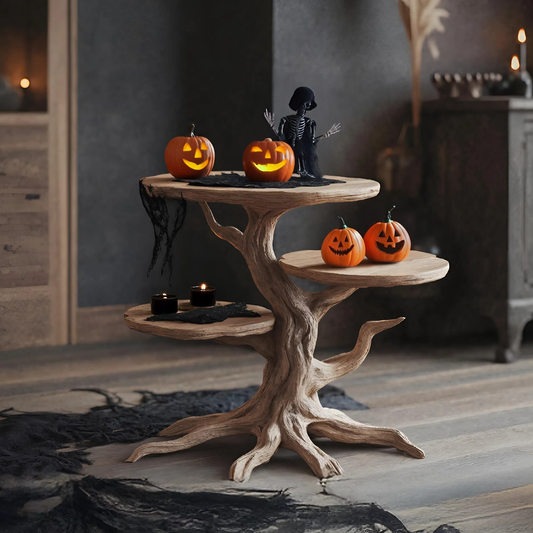 Handcrafted Solid Wood End Table For Living Room Spooky Fall Accent