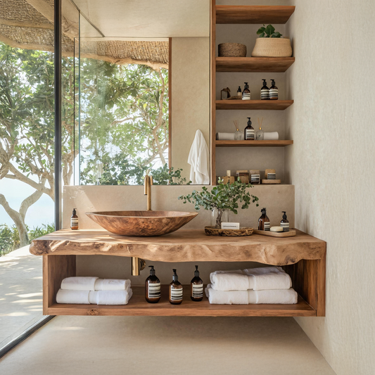 Rustic Solid Wood Vanity For Cozy Bathroom Furniture Decor