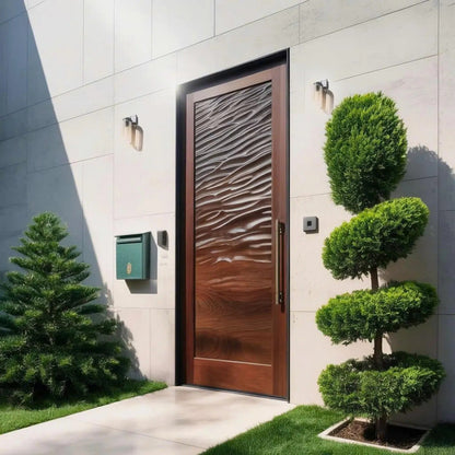 Modern Wave Pattern Front Door Design For Entryway