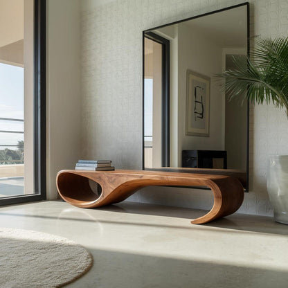 Modern Sculptural Bench For Entryway And Living Room Decor