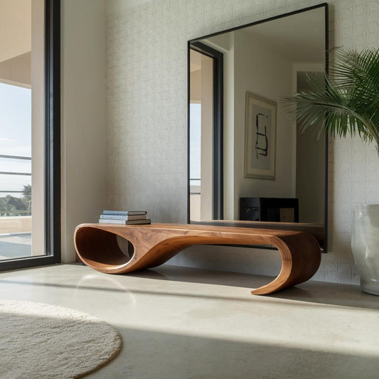 Modern Sculptural Bench For Entryway And Living Room Decor