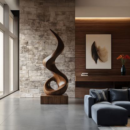 Mid Century Abstract Wooden Sculpture For Outdoor Garden